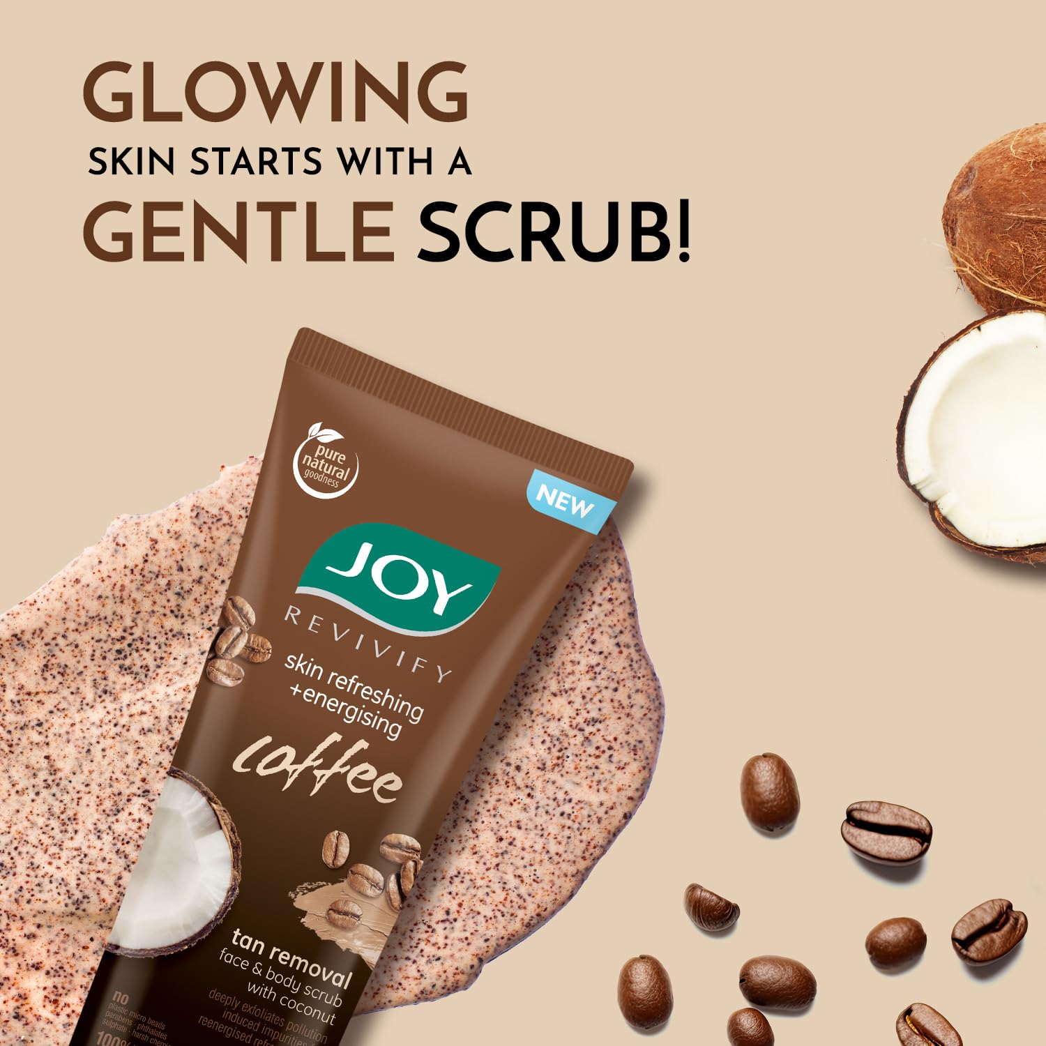 Joy Exfoliating Coffee Face & Body Scrub for Men & Women (200gm)