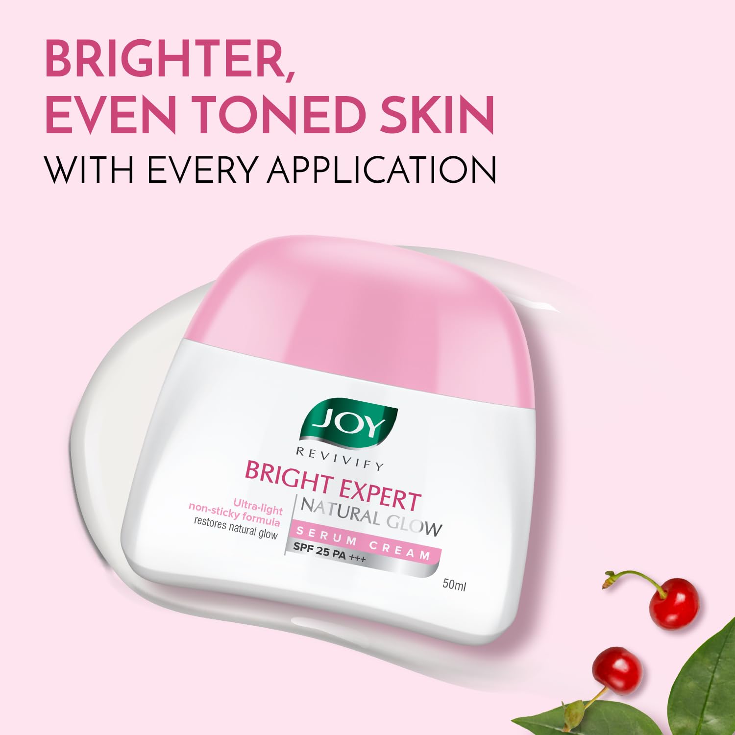 Joy Brightening Face Cream with SPF 25 PA+++ & Niacinamide - Ultra Light & Non Sticky | Summer Face Cream For Natural Glowing Skin & Sun Protection 50ml