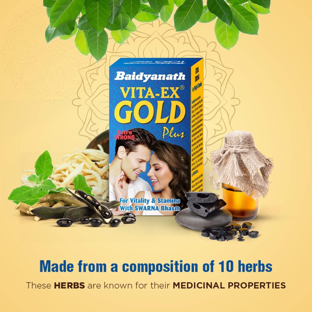 Baidyanath Vita ex Gold Plus – 10 Capsules For Strength, Power & Stamina, Vitality