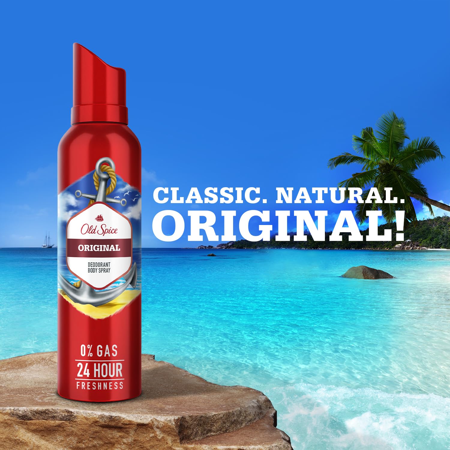 Old Spice Original No Gas 24 hour Long Lasting Freshness Deodorant Perfume Body Spray For Men, 140ml