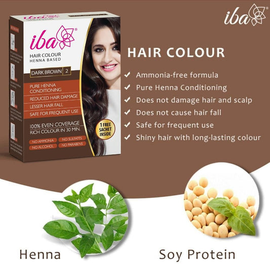 Iba Hair Colour for Women - Dark Brown, 70g (Pack of 2)