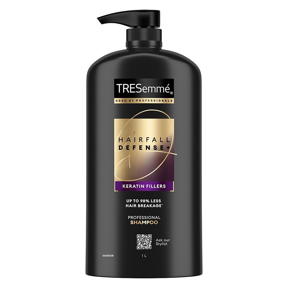 TRESemme Hairfall Defense+ Shampoo 1000ml With Keratin Fillers | Longer and Stronger hair | Prevents Hair Fall due to Breakage | Paraben-Free