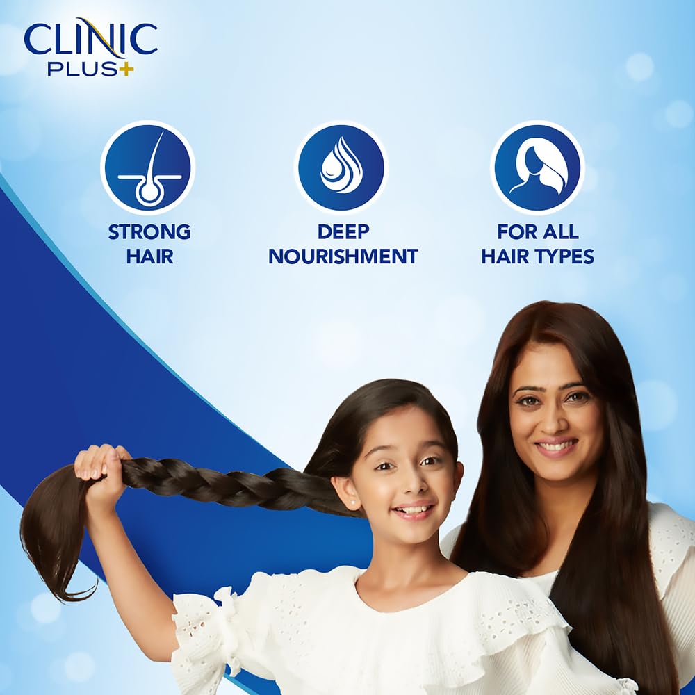 Clinic Plus Strong & Long Shampoo 355Ml, With Milk Proteins & Multivitamins For Healthy And Long Hair - Strengthening Shampoo For Hair Growth