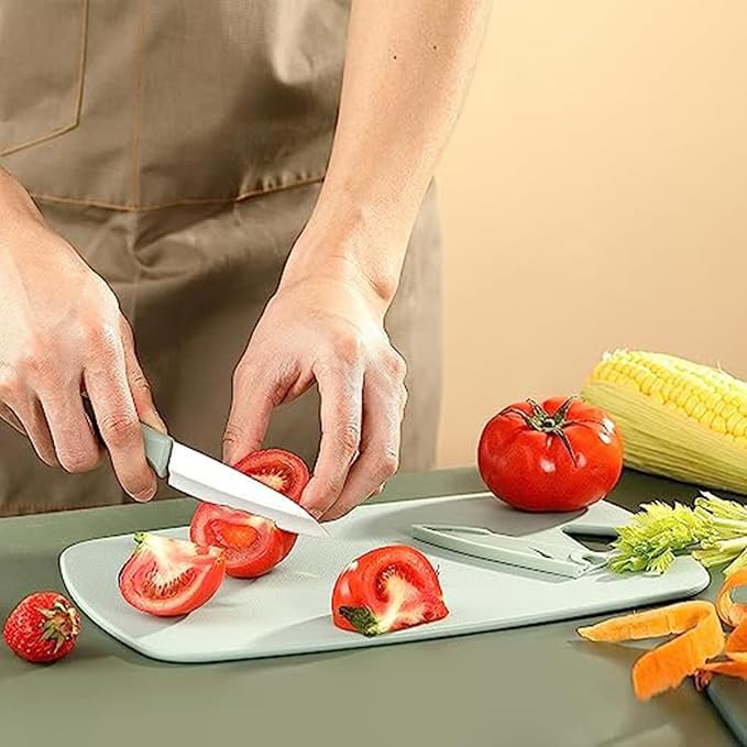 Chopping Board Set of 3 – BPA Free Plastic Cutting Boards | Non-Slip, Dishwasher Safe, Easy Grip Handle & Hanging Hole for Meat, Vegetables & Fruits Cutting Boards for Kitchen