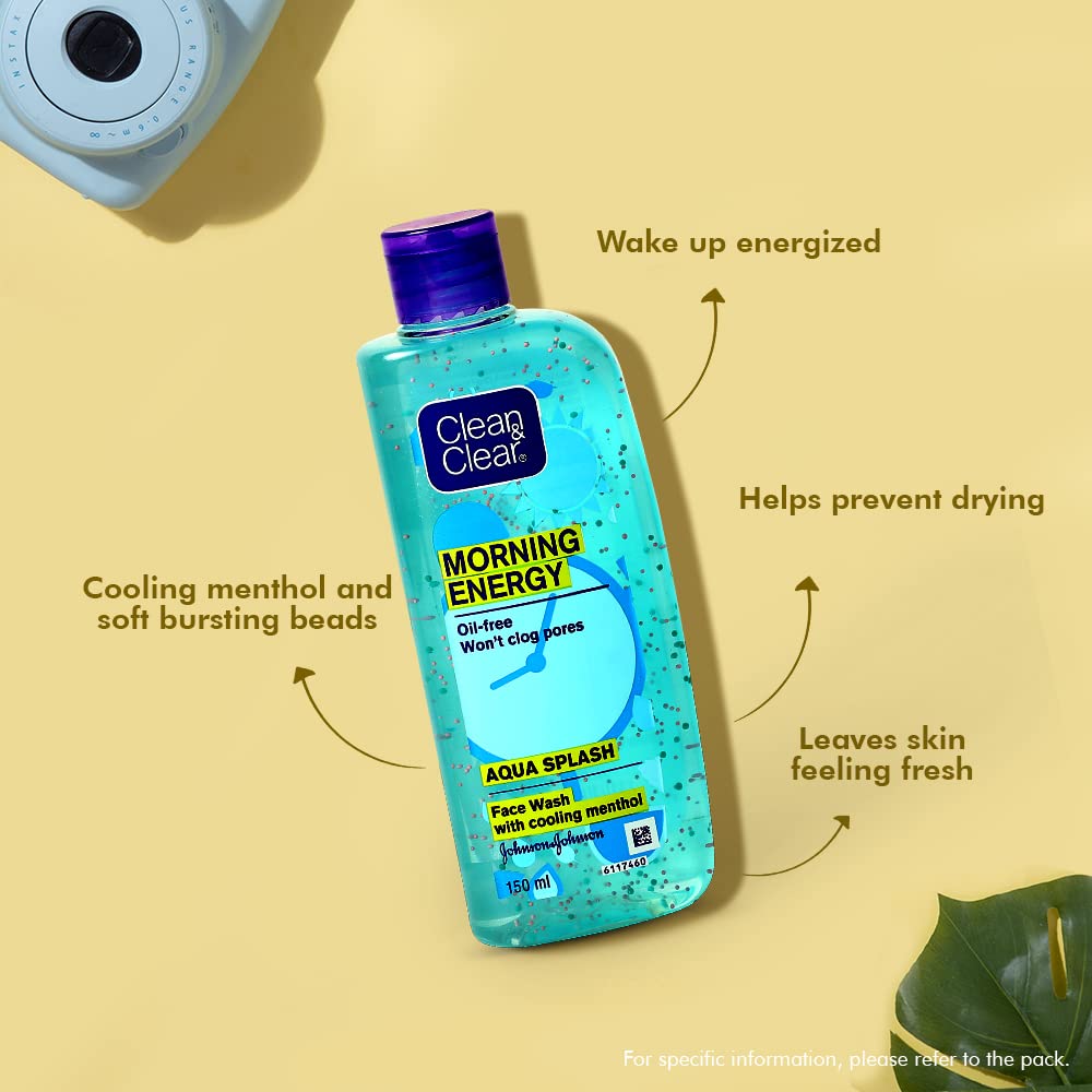 Clean & Clear Morning Energy Aqua Splash, Blue, 150 ml For clean and clear skin