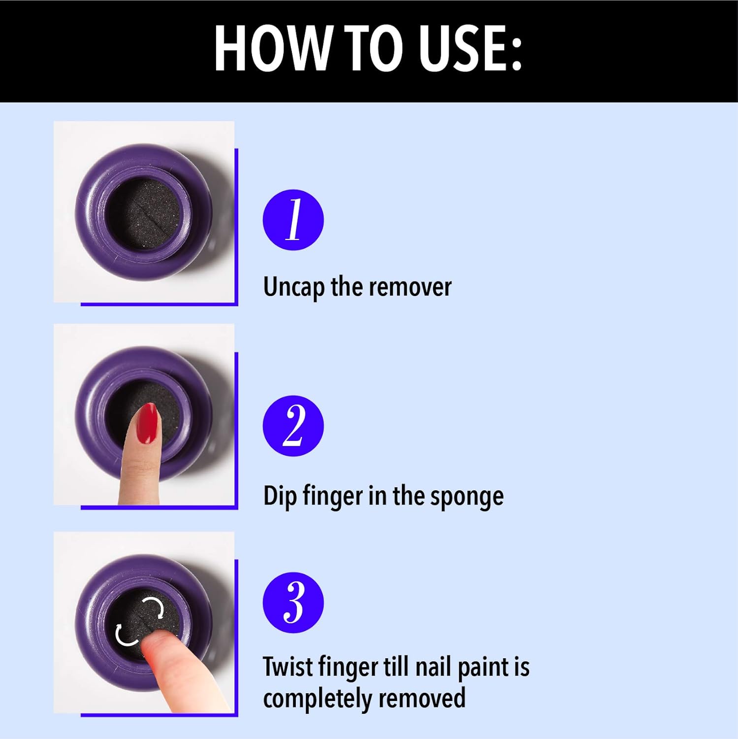 Blue Heaven Dip & Twist Nail Polish Remover, Infused with Vitamin E and Almond Oil, Acetone Free, Gentle Nail paint Remover, 40ml