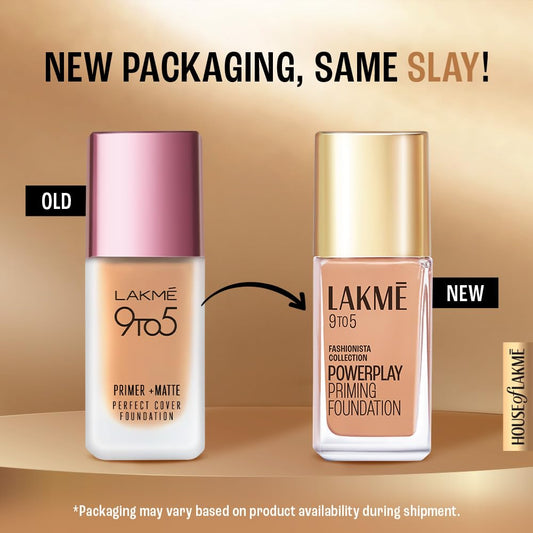 LAKMÉ Powerplay Priming Liquid Foundation, Natural, Flawless Finish, Medium To Full Coverage, Built in Primer, Long Lasting, SPF 20, Cool ivory, 25ml