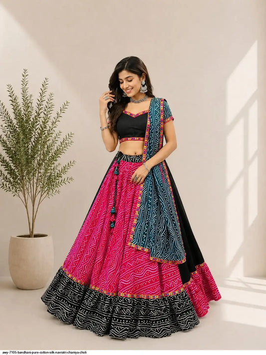 AWY 7105 BANDHANI PURE COTTON SILK NAVRATRI CHANIYA CHOLI