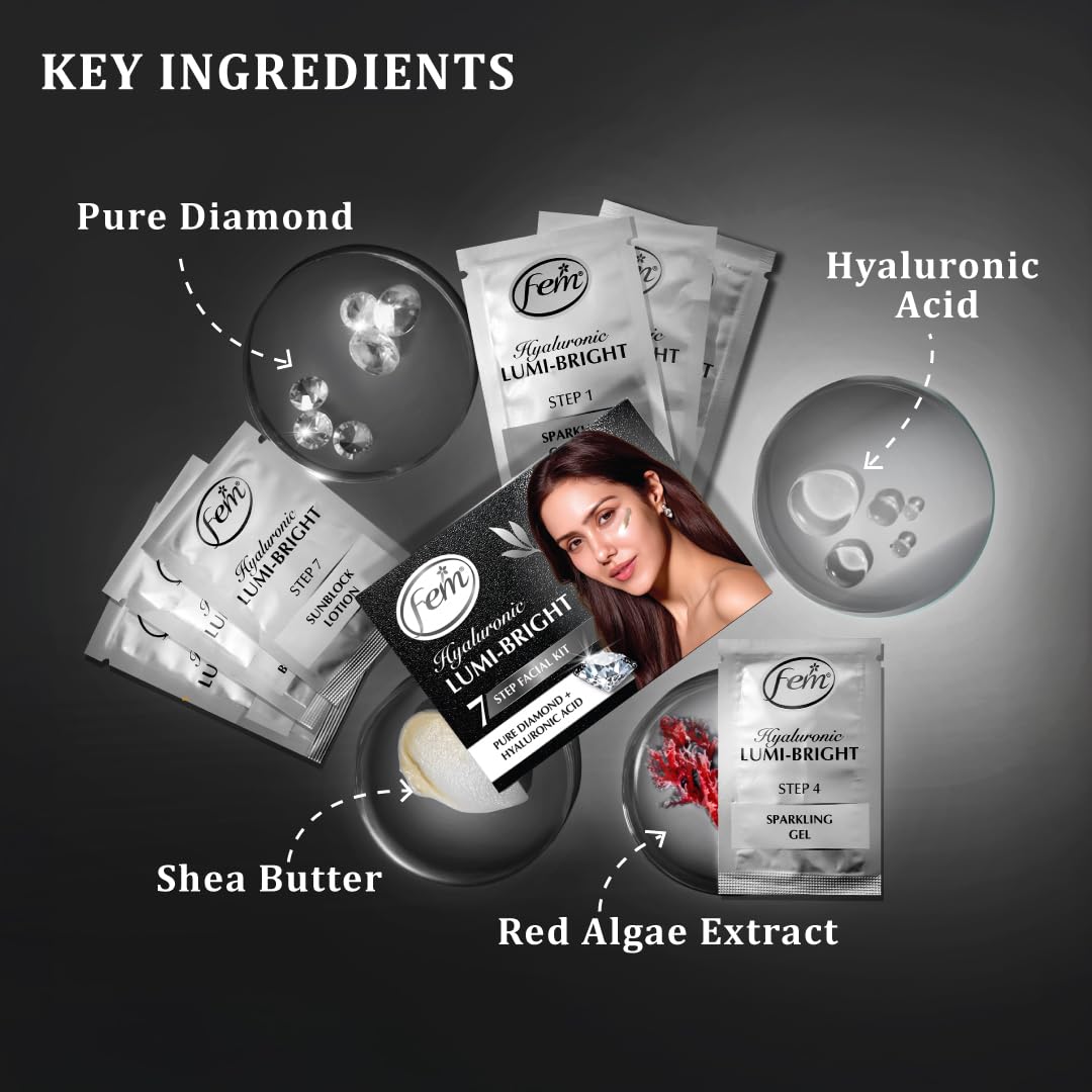 Fem Hyaluronic Lumi-Bright Facial Kit with Pure Diamond & Hyaluronic Acid – 35ml