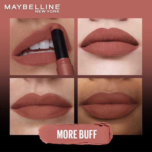 Maybelline New York Lipstick, Matte Finish, Bold Colour, Enriched With Jojoba Oil, Color Sensational Ultimattes, 699 More Buff, 1.7 g