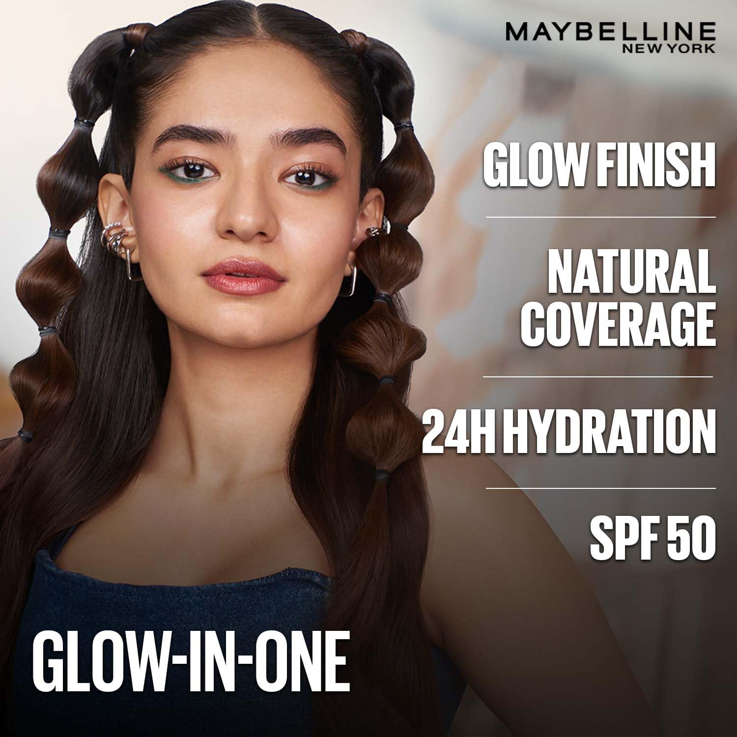 Maybelline New York Fit Me Glow BB Cream, SPF 50 + 24H Hydration With Niacinamide & Hyaluronic Acid, Dewy Finish for Normal to Dry Skin- Shade 20, 25ml
