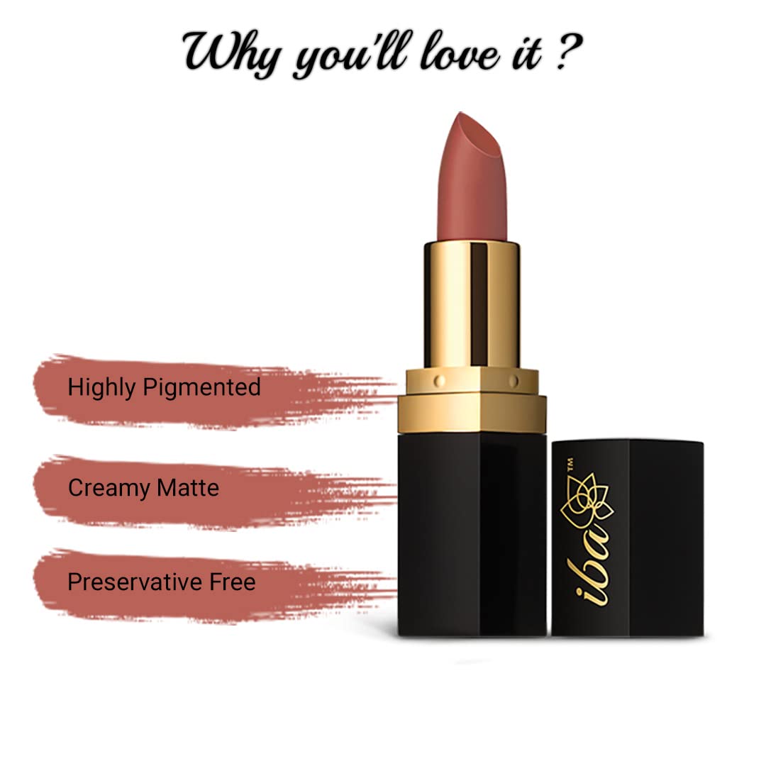 Iba Long Stay Matte Lipstick for Women- M17 Apricot Blush, 4g