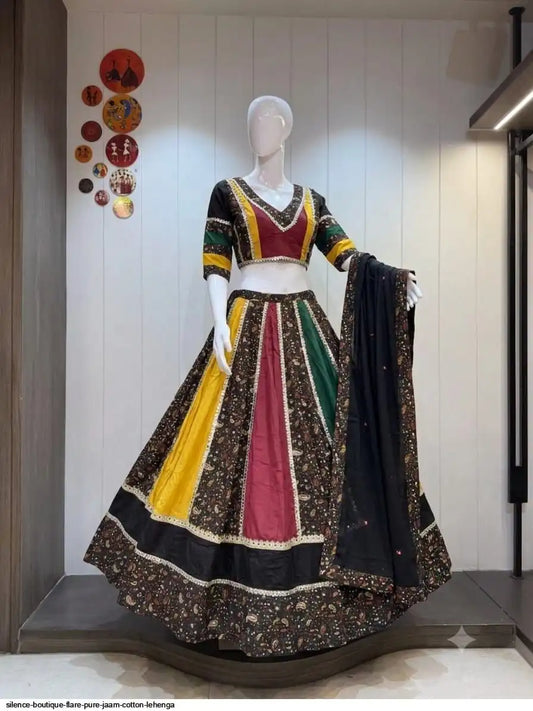 SILENCE BOUTIQUE FLARE PURE JAAM COTTON LEHENGA SIZE L