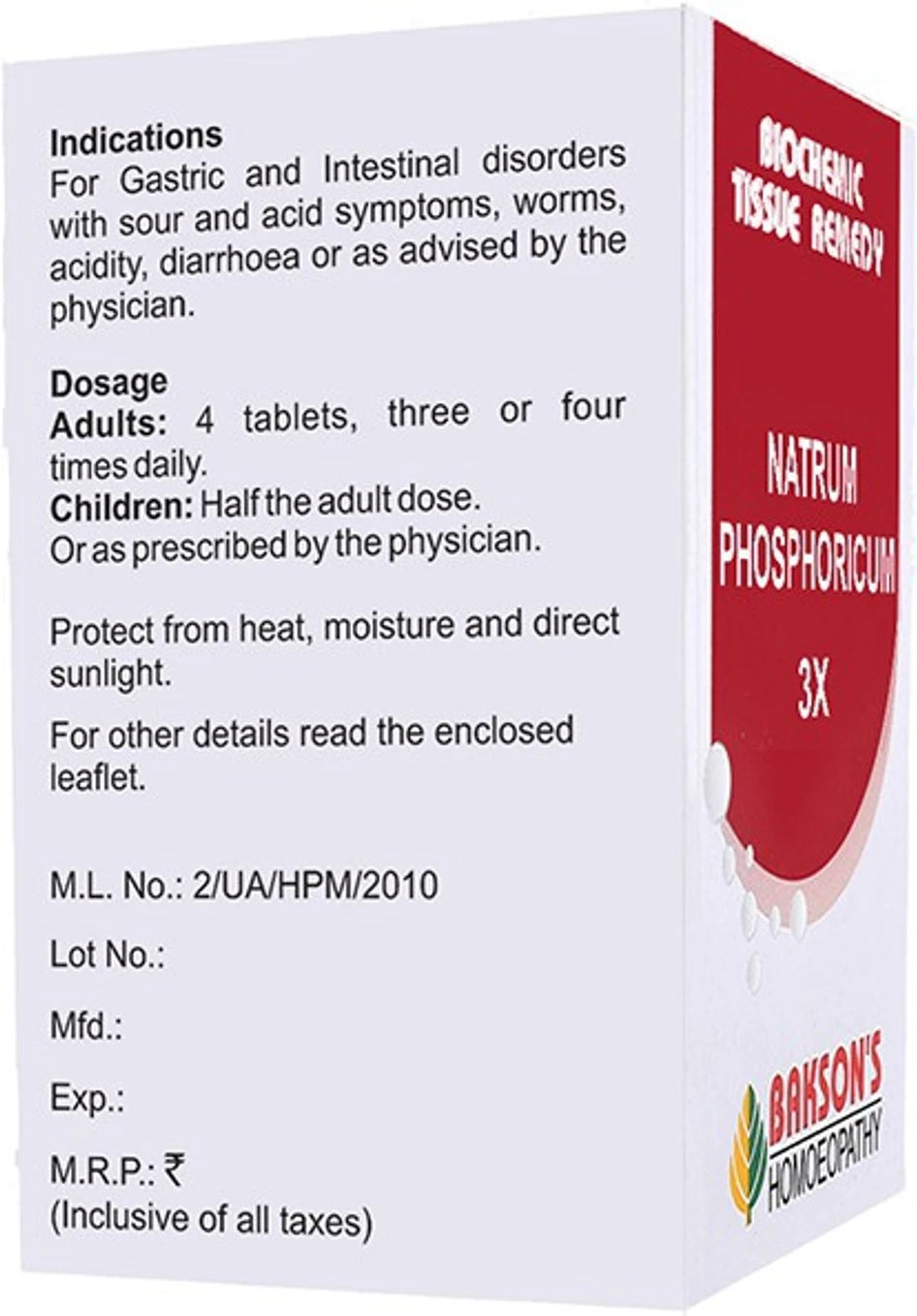 Bakson's Homeopathy Natrum Phosphoricum Biochemic Tablets - 3X - 25 gm