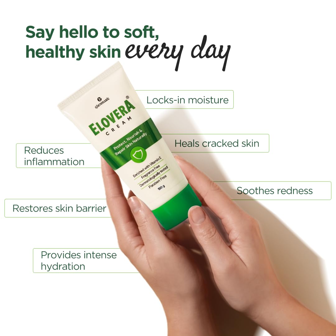 Glenmark Elovera Moisturising Cream For Dry Skin - 150 gm