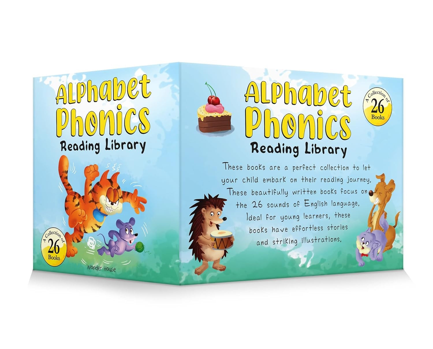 Alphabet Phonics – Reading Library for Children (Boxset of 26 Books): A–Z Phonics Readers with Sight Words, Rhymes & Fun Stories |  Board book – Box set