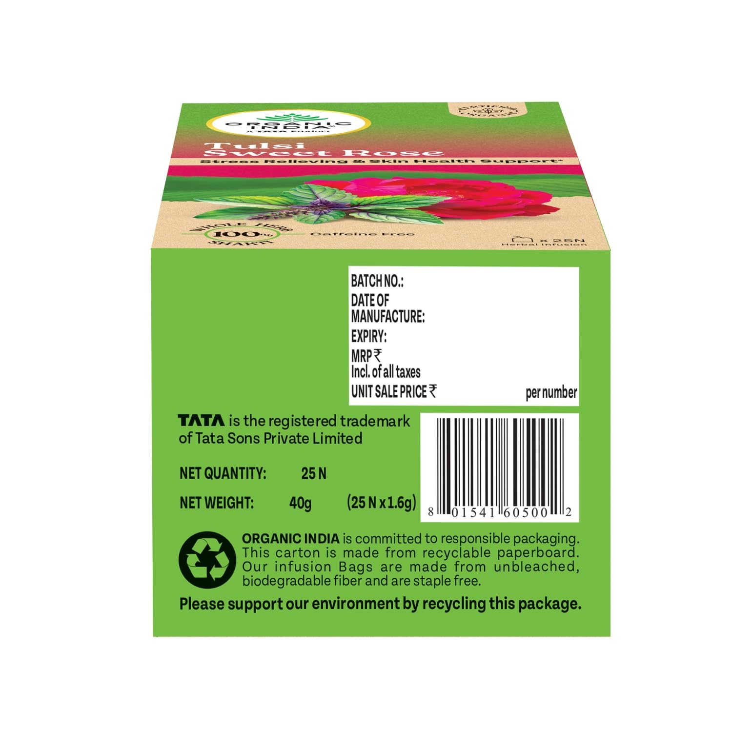 Organic India Tulsi Sweet Rose - 25 Tea Bags