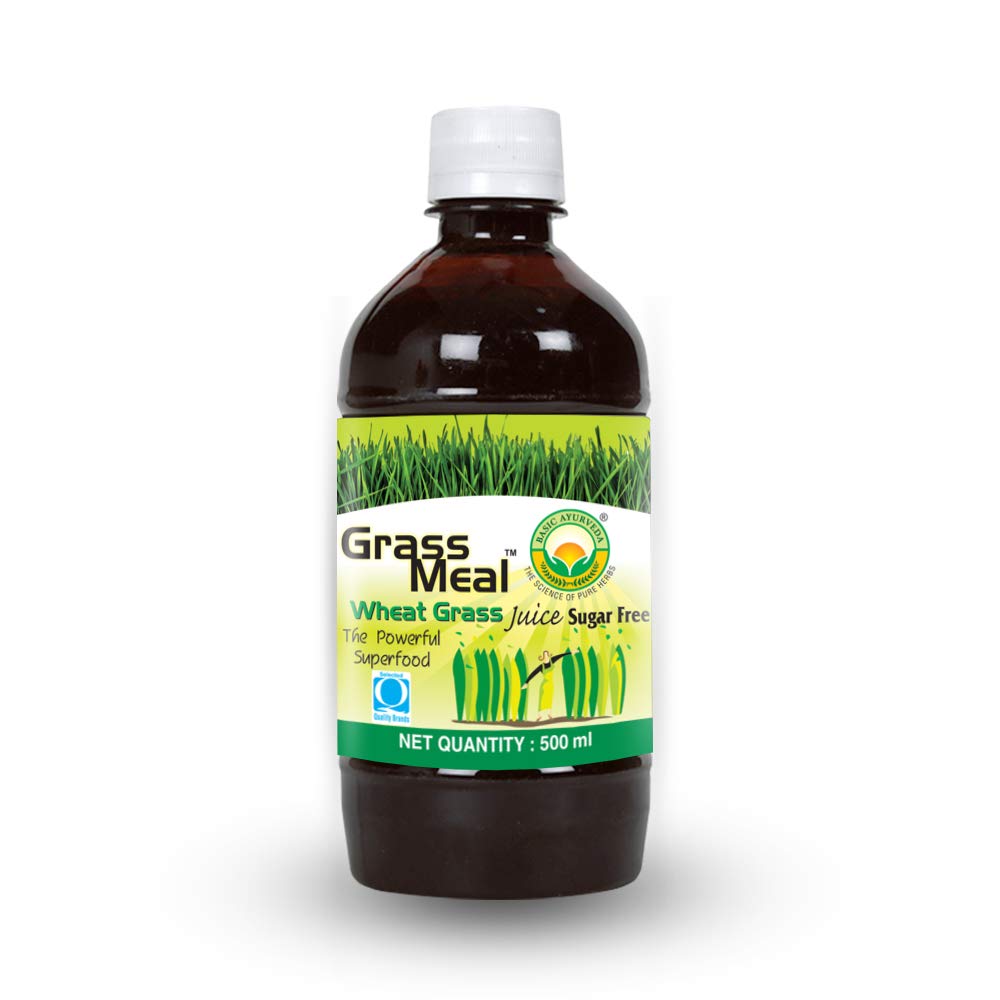 Basic Ayurveda Grass Meal Wheat Grass Juice Sugar Free 500 ml For pH balance, digestion, liver functions