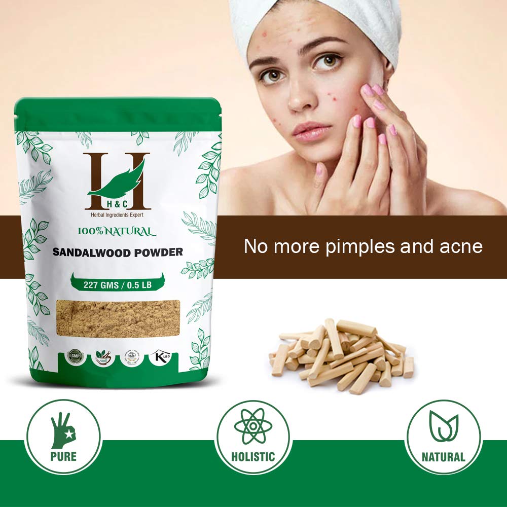 H&C Herbal Ingredients Expert 100% Natural Sandalwood/Chandan Powder For Face Pack (227g)