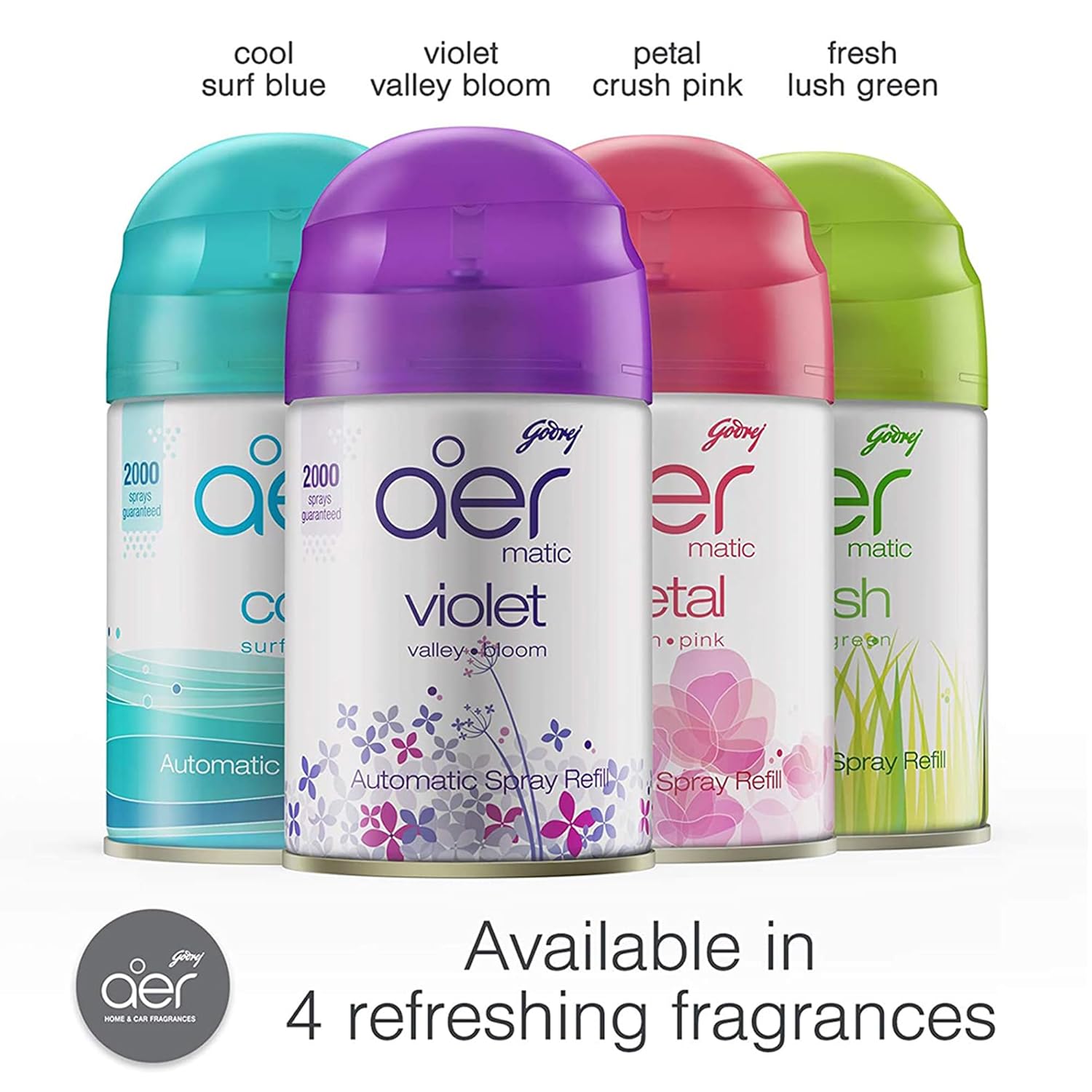 Godrej aer Matic Automatic Room Fresheners Refill Pack | Fresh Lush Green | 2200 Sprays Guaranteed | Lasts up to 60 days (210ml)