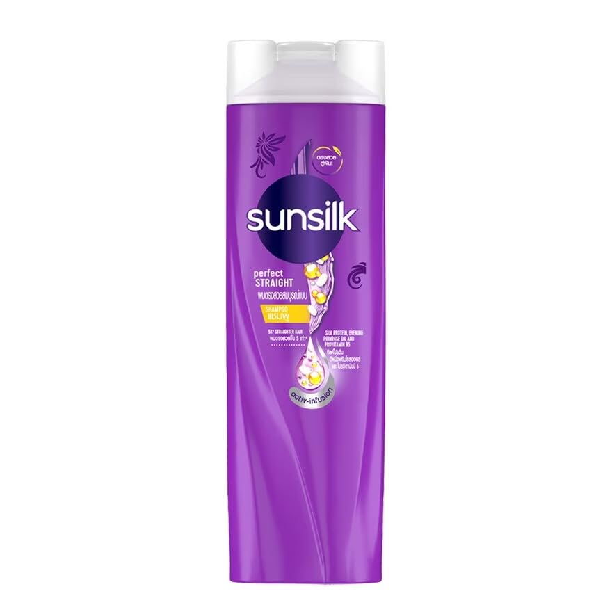 Sunsilk Perfect Straight Shampoo with Silk Proteins, Strengthening Formula for Natural Straight Hair, 120 ml