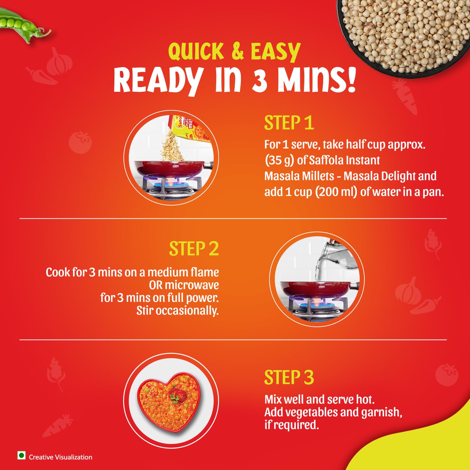 Saffola Masala Millets Tomato Delight| Lower in calories, Rich in Fibre | Yummy Millets for Happy Tummy, 225g