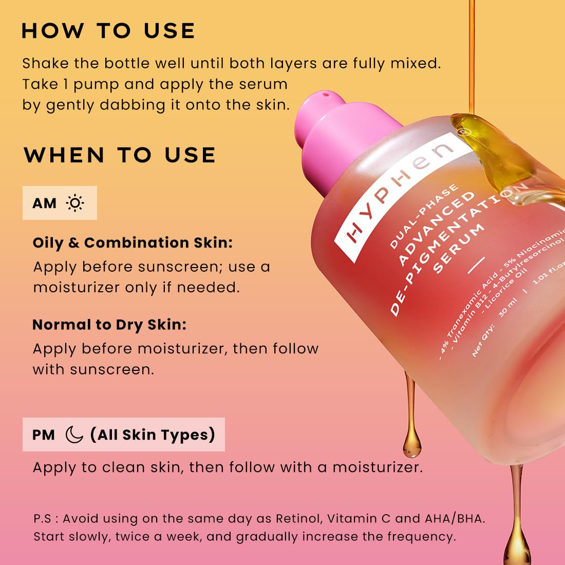Hyphen Biphasic Advanced De-Pigmentation Serum, Correct & Prevent Pigmentation In-Vivo Tested (30ml)