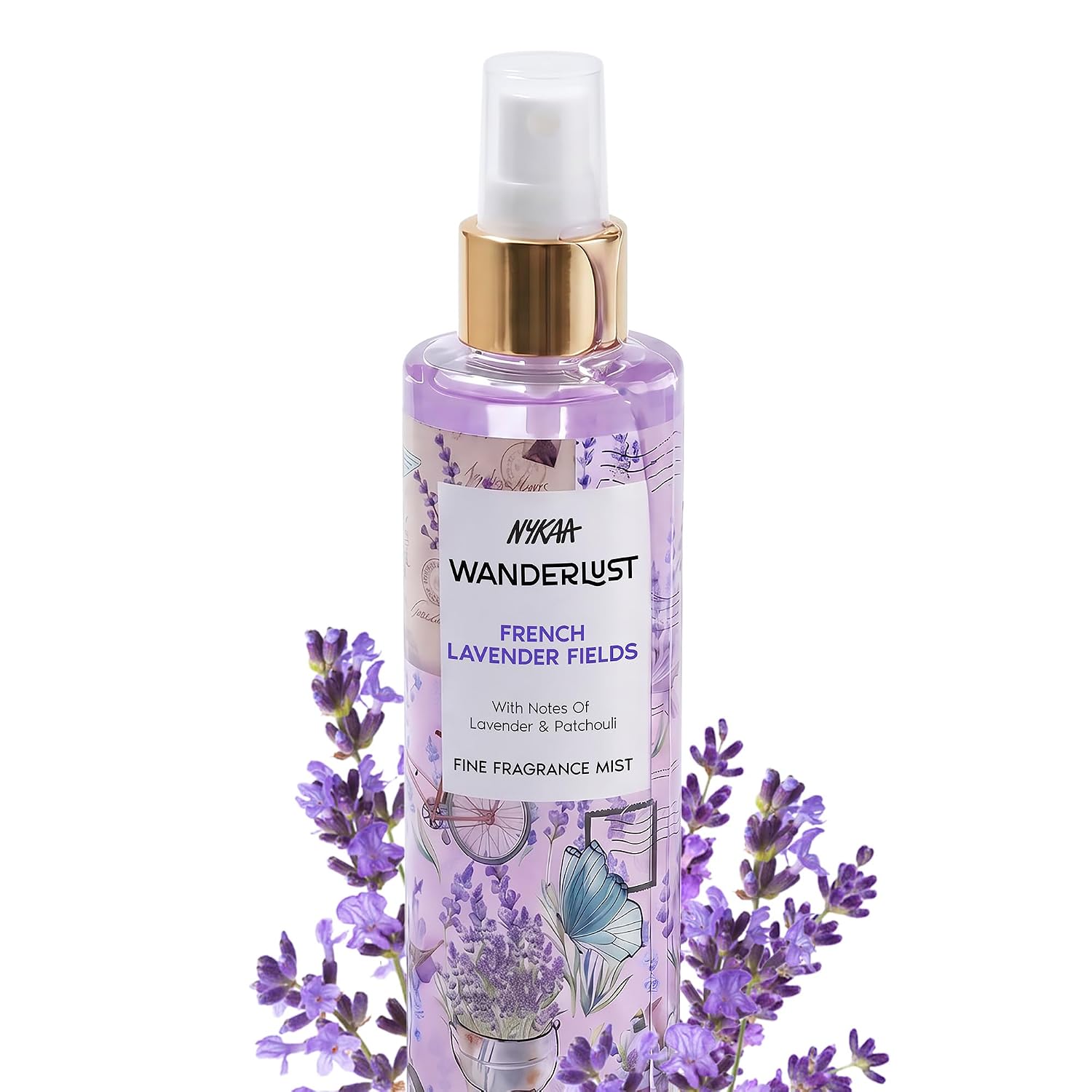 Nykaa Wanderlust French Lavender Body & Hair Fine Fragrance I Perfume Mist for Women – 200 ml |Lavender and Patchouli Perfume |