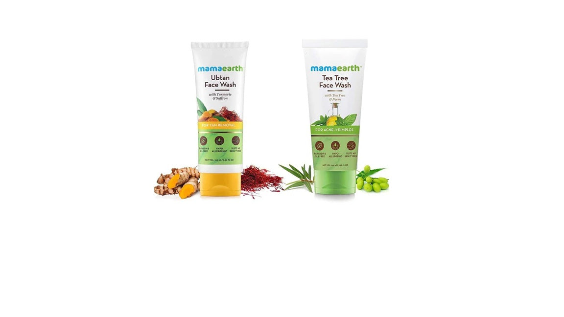 Mamaearth Ubtan Face Wash And Tea Tree Face Wash - 100ml + 100ml