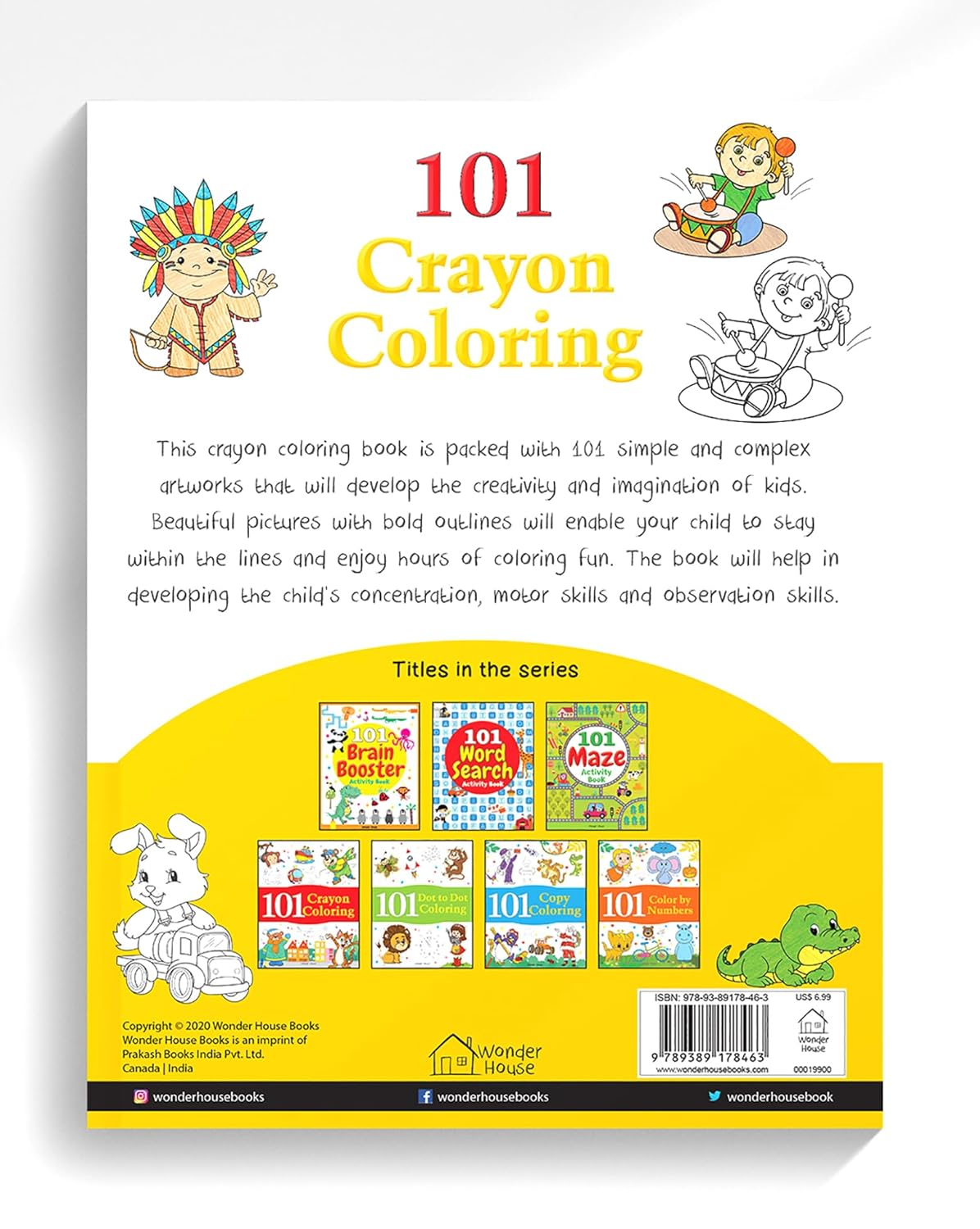 101 Crayon Coloring: Fun Activity Book for Children | Spark Creativity & Motor Skills | Hardcover