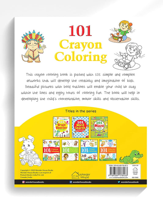 101 Crayon Coloring: Fun Activity Book for Children | Spark Creativity & Motor Skills | Hardcover