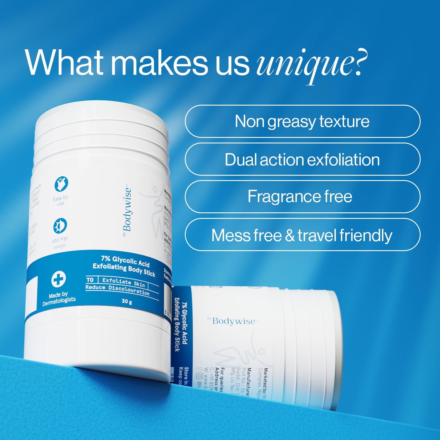 BeBodywise 7% Glycolic Acid Exfoliating Body Stick - 30 gm