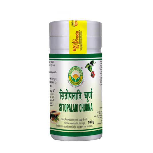 Basic Ayurveda Sitopaladi Churna – 100 gm For cough, cold and fever, abdominal pain, respiratory infections