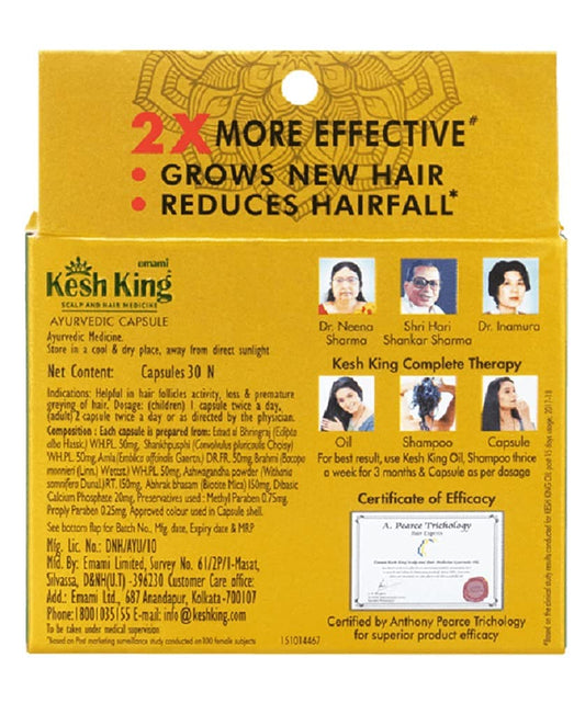 Emami Kesh King Ayurvedic Scalp And Medicine Grows New Hair Reduces Hair fall Capsule (4 Box X 30) + Hair Oil (100 ml)