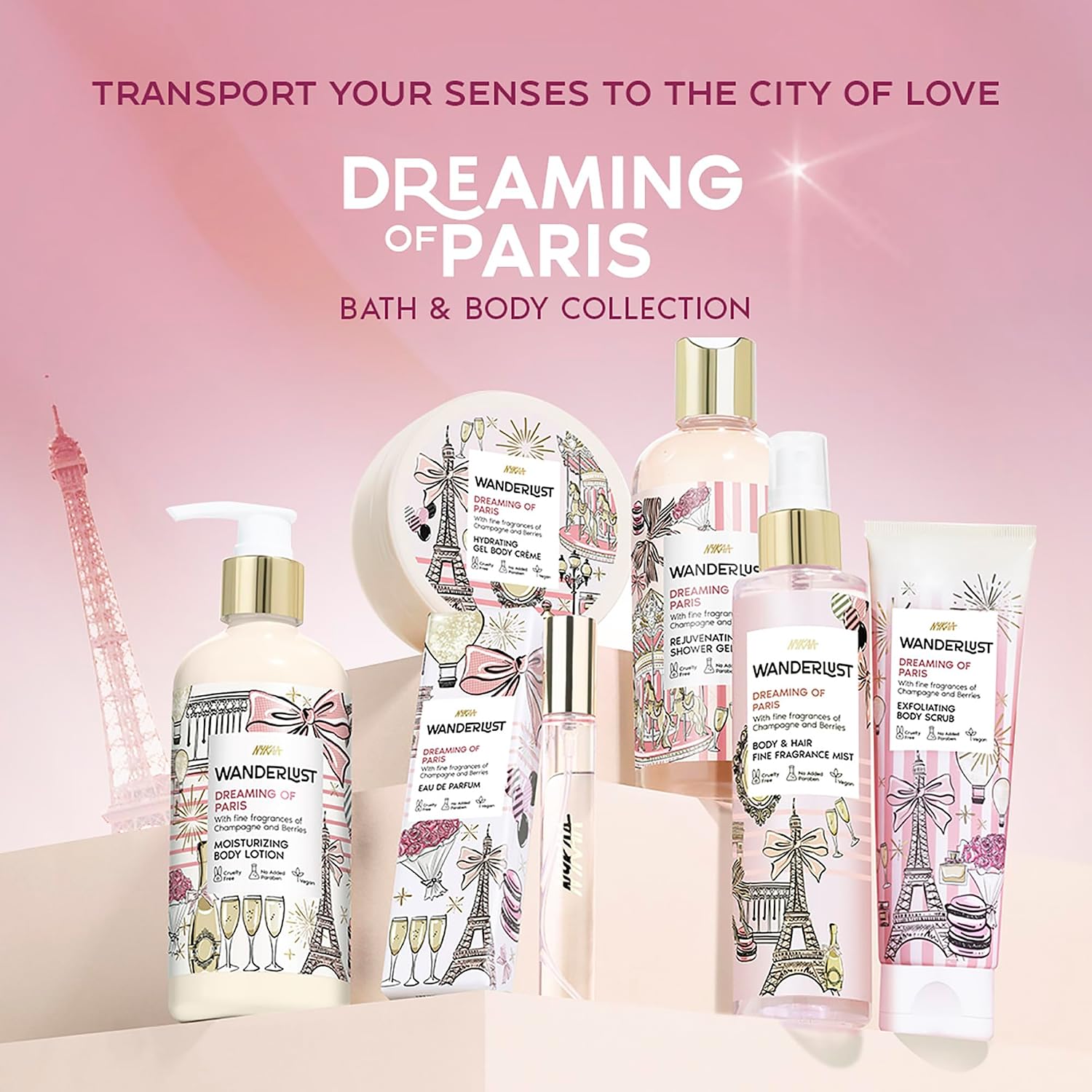 Nykaa Wanderlust Dreaming of Paris Body & Hair Mist, Champagne & Berries Fragrance, Cruelty-Free, Long-Lasting Fine Perfume Spray, 200ml