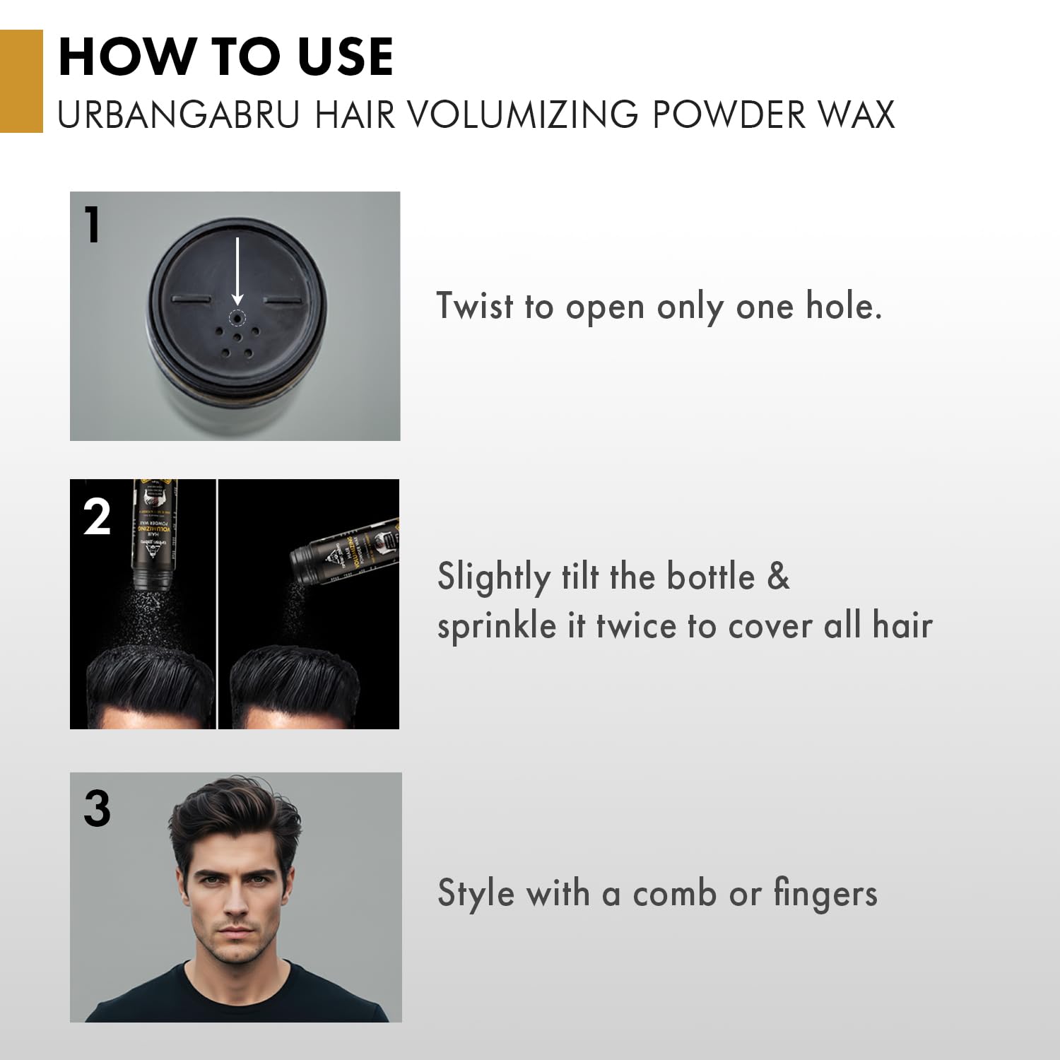 UrbanGabru Hair Volumizing Powder Wax strong hold | Matte Finish | 24 hrs hold | 100% natural & safe hair styling powder