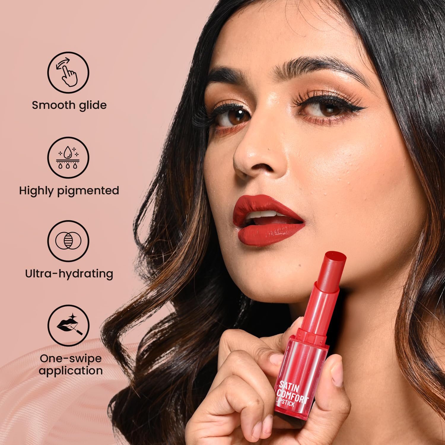 Swiss Beauty Satin Comfort Lipstick Trio 3-in-1| Ultra-Hydrating | Highly Pigmented | Smooth Glide | Satin Matte Finish | One-Swipe Application | Shade- 1-Nude & Brown, 9gm