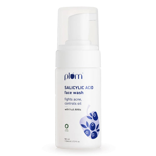 Plum Salicylic Acid Foaming Face Wash - Fights Active Acne & Oil For Smooth Skin - 110 ml