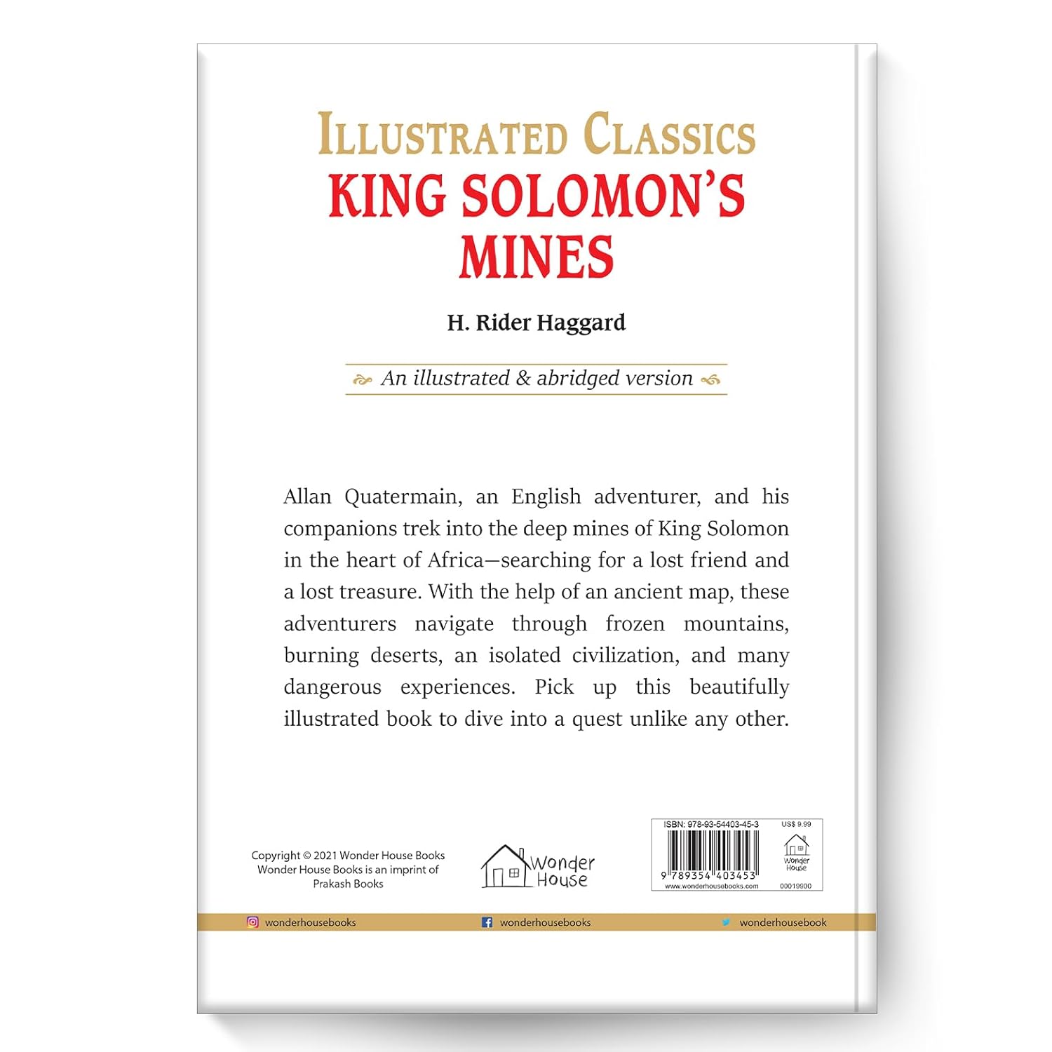 King Solomon's Mines : Illustrated Abridged Children Classics English Novel with Review Questions Hardcover  Book