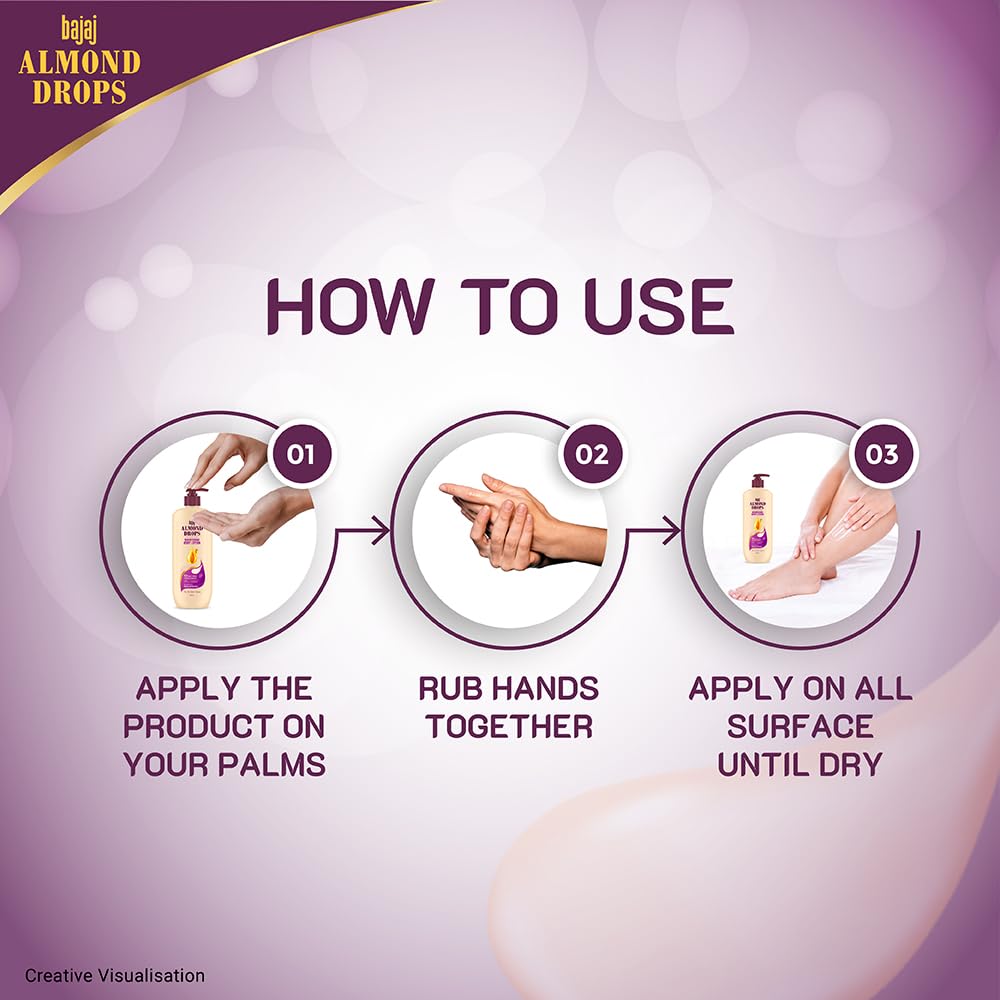 Bajaj Almond Drops Nourishing Body Lotion With Almond Butter | 72 Hr Moisture Retention | Enhances Skin Glow | Improves Skin Barrier | For All Skin Types | 400 ML