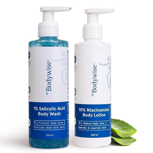 BeBodywise 1% Salicylic Acid Body Wash and 10% Niacinamide Body Lotion - 200ml + 250ml
