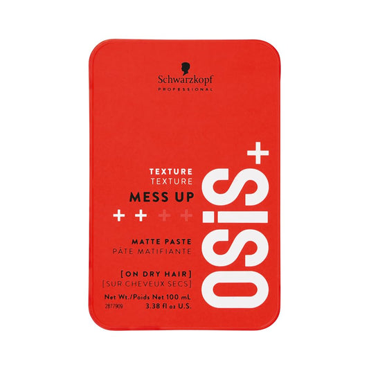 Schwarzkopf Professional OSiS+ Mess Up Hair Styling Matte Paste |Easy to Mould |Easy to apply and Wash | Vegan | Medium Hold | Dry and Non-Greasy | Matte finish| Pomade | 100 ml