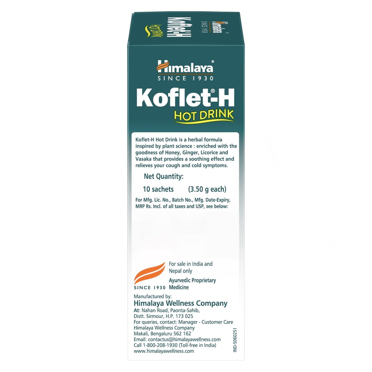 Himalaya Koflet-H Hot Drink | Ginger Flavor | Pack of 10 Sachets