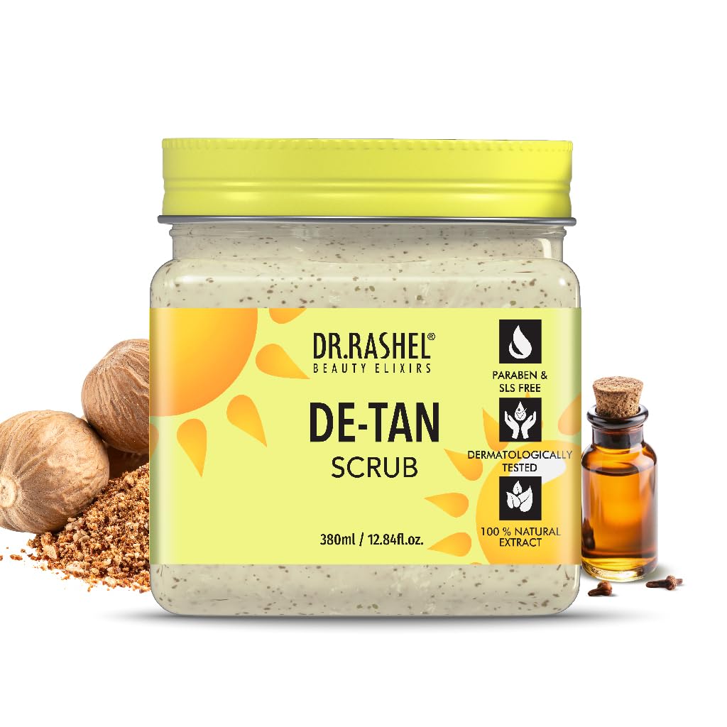 DR.RASHEL De-Tan Scrub For Face & Body (380 Ml) For Deep Exfoliation, Dead Skin Remove, Blackhead Remove