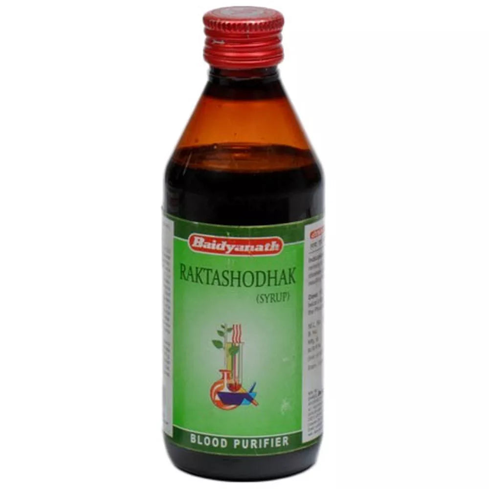 Baidyanath Raktashodhak Syrup (200ml) for skin infections, urticaria and pimples are treated
