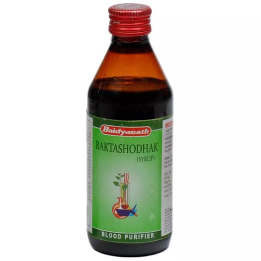 Baidyanath Raktashodhak Syrup (200ml) for skin infections, urticaria and pimples are treated
