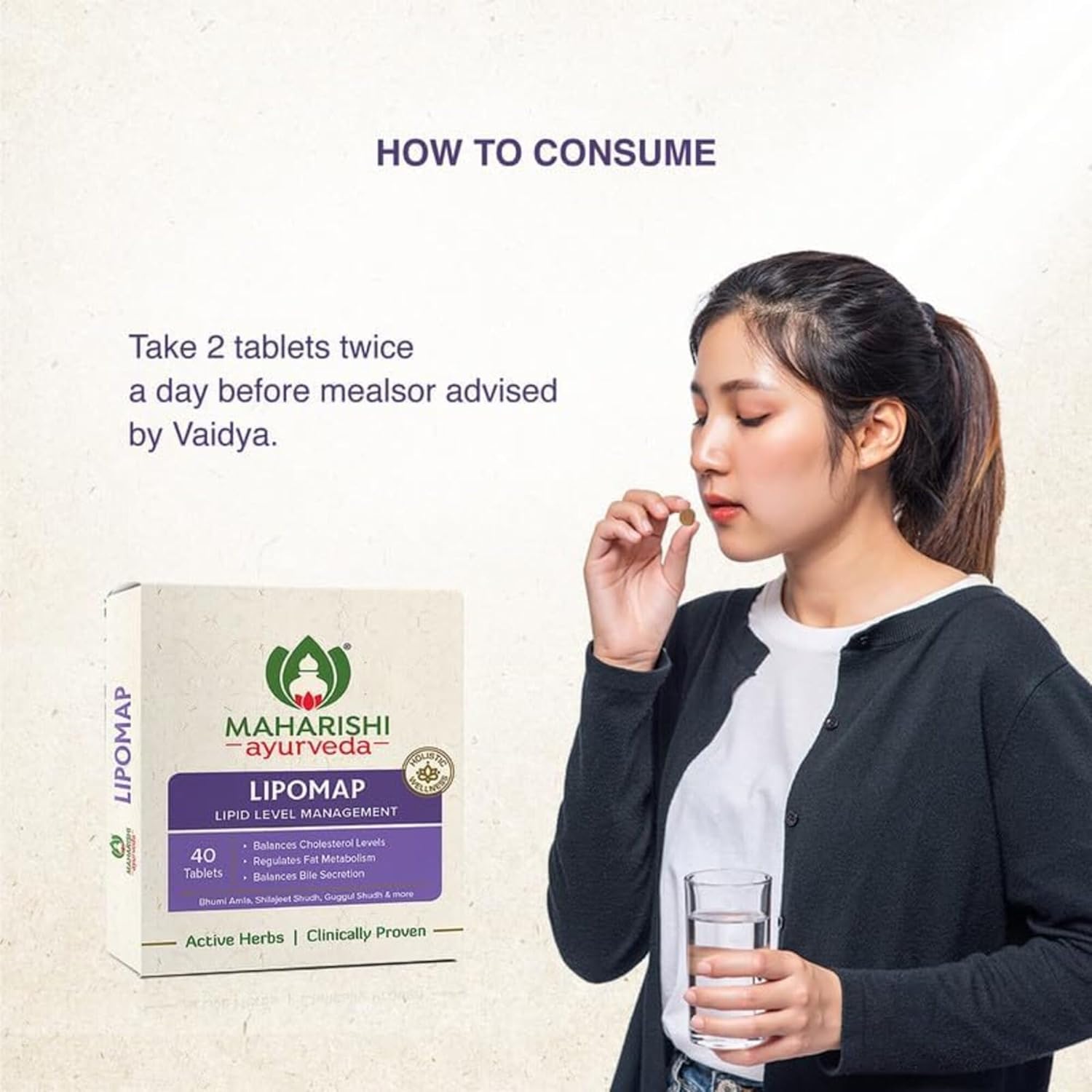 Maharishi Ayurveda Lipomap 40 Tablets For Cholesterol Management | daily stress, Fat Metabolism