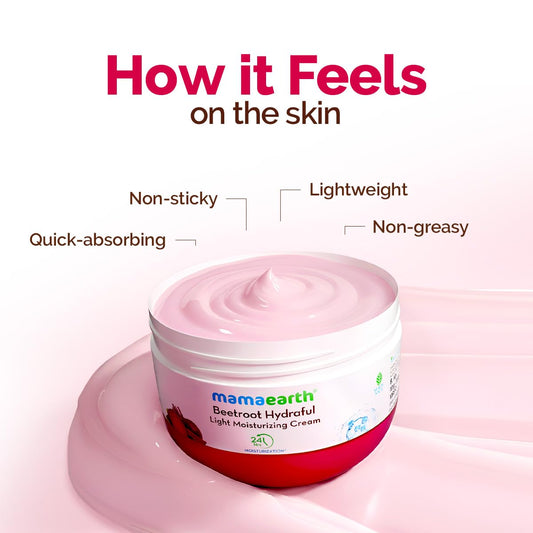 Mamaearth Beetroot Hydraful Light Moisturizing Cream with Beetroot & Hyaluronic Acid For Hydrated Pink Glow - 200 gm