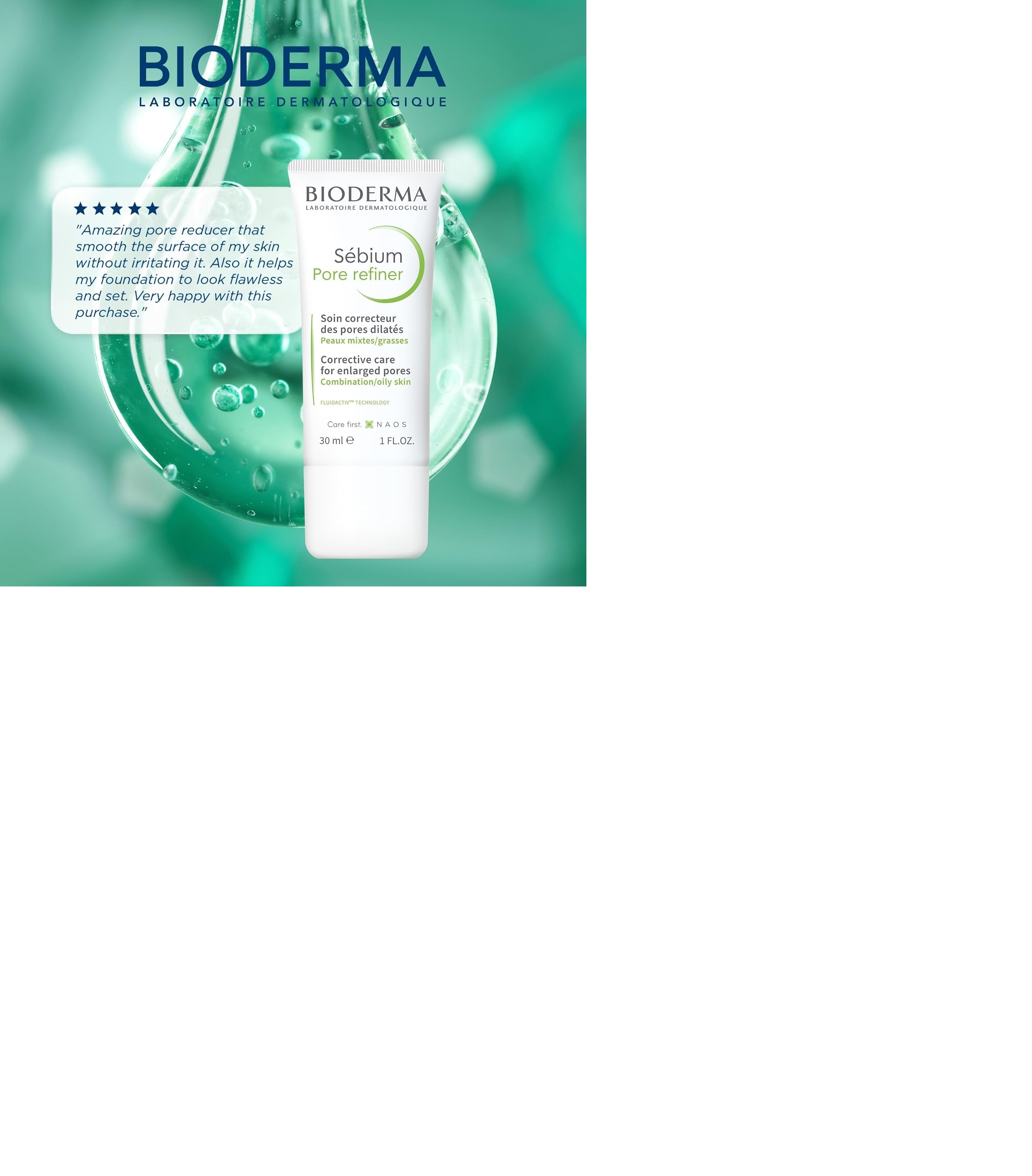 Bioderma Sébium Pore Refiner Cream,Pore Minimizer for Face,Makeup Primer for Oily and Acne-Prone Skin