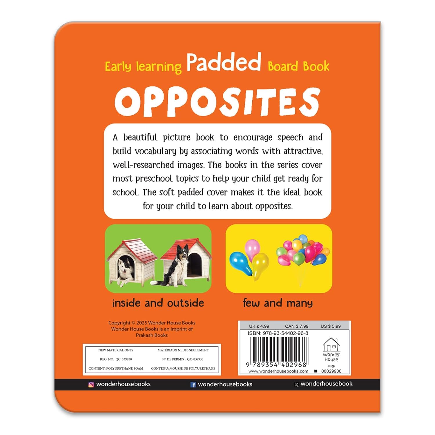 My First Padded Book of Opposites: Early Learning Board Book for Kids | Durable Padded Board Book | Hardcover